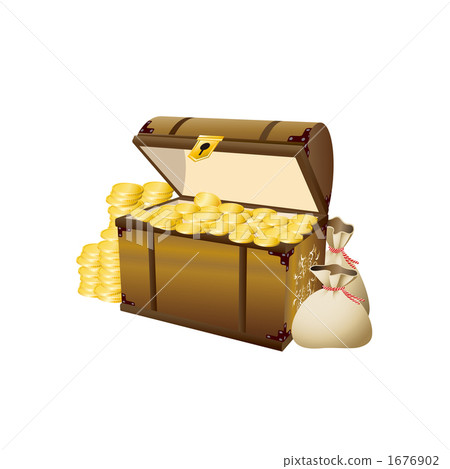 Illustration of treasure (treasure box and coin) 1676902