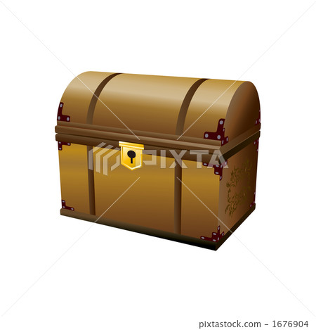 Locked wooden treasure box 1676904