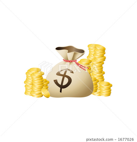 Illustration of big money (gold coin and dollar bag) 1677026