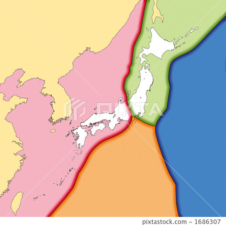 日本列島周圍的板塊（邊界和海洋） 1686307
