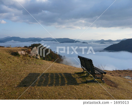 takeda castle ruins, sea of clouds, landscape 1695013