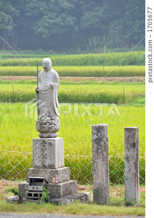 [四國88寺]香川縣水豐市大光寺門前路邊石佛和稻穗67號 1705677