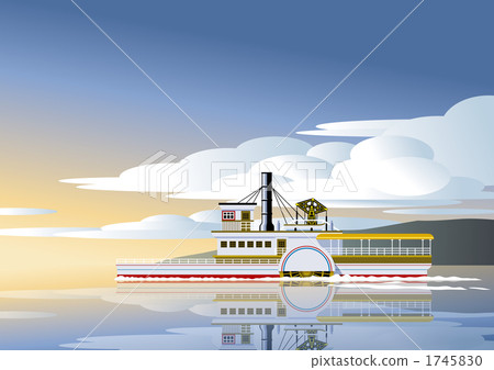 paddle steamer, steamboat, evening scene 1745830