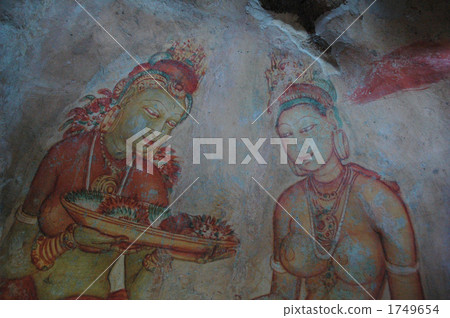 Ancient ruins of Sri Lanka A beautiful woman drawn in the cave of Sigiria Rock 1749654