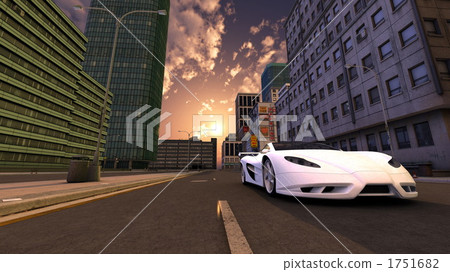 downtown area, establishment, sports car - Stock Illustration [1751682 ...