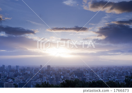 Townscape and sunrise 1766873