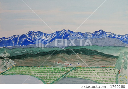 Shinshu Tateyama mountains watercolor painting 1769260