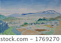 Late autumn in Shinshu and Alps watercolor painting 1769270