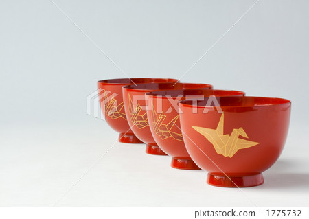 Lacquer ware bowl Origami crane 1775732