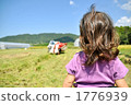 Girl looking at rice reaping work 1776939