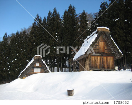 shirakawa sir, private house, having a steep thatched rafter roof 1788662