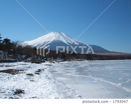 lake kawaguchi, ice surface, freezing 1793047