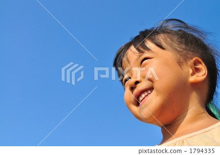 Girls laughing with blue sky (summer) 1794335