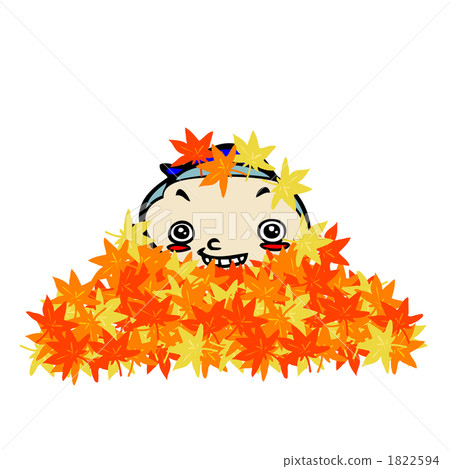 A boy buried in autumn leaves 1822594
