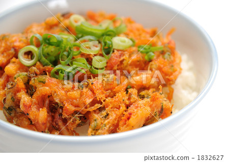 Up of a rice bowl of raw shrimp prawns 1832627