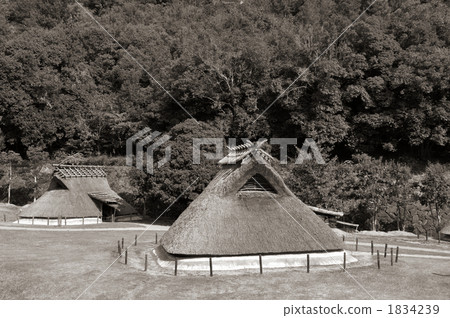 Mountain village historic park Pit dwelling sepia color in park Mountain village historic park Pit dwelling sepia color in park 1834239