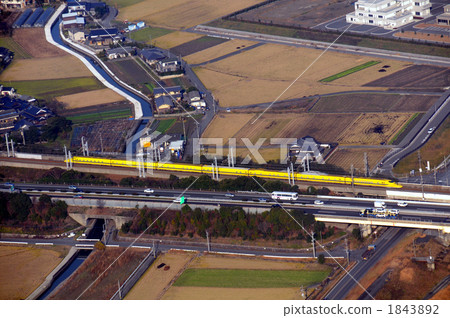Aerial view of Shinkansen doctor yellow 1843892