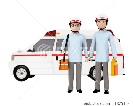 Ambulance and emergency life-saving person Ambulance and emergency life-saving person 1875164