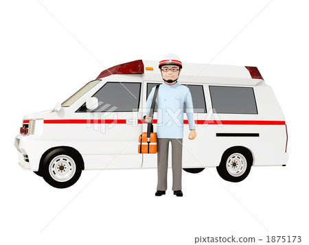 Ambulance and emergency life-saving person 1875173