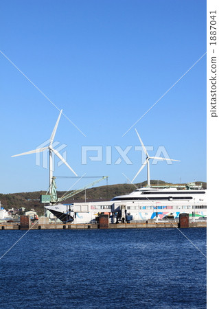 Car ferry and windmill Car ferry and windmill 1887041