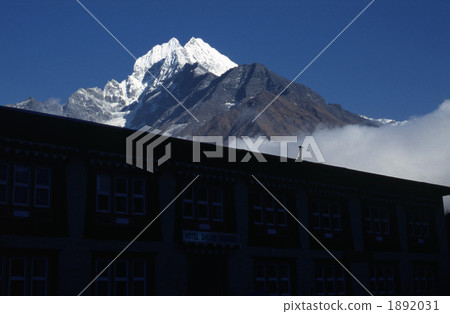 Tamuseruku (6623 m) rising above the lodge at Namche 1892031