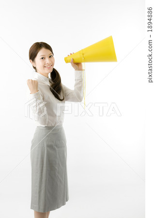 Megaphone and female employee 1894886