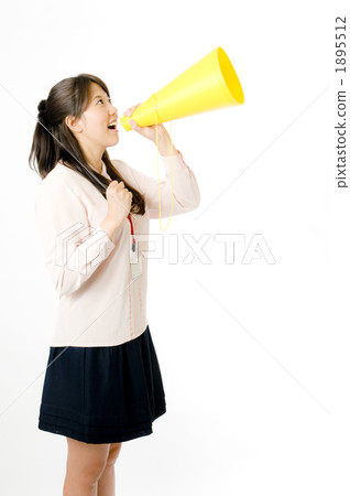 Megaphone and female employee Megaphone and female employee 1895512