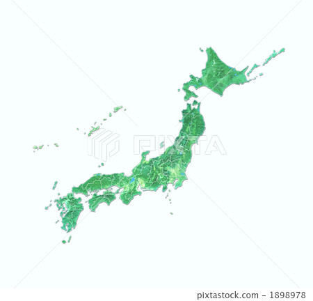 綠色日本地圖/縣顯示 1898978