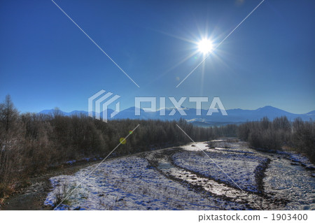 Biei river and Tokachi dake mountains Biei river and Tokachi dake mountains 1903400