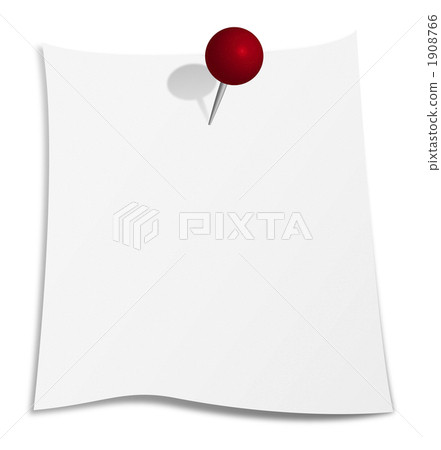 Illustration of paper stopped with red thumbtack Illustration of paper stopped with red thumbtack 1908766