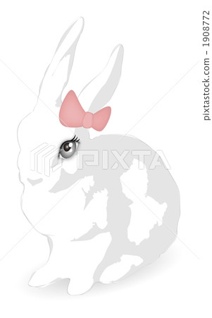 Illustration of a white rabbit with a ribbon Illustration of a white rabbit with a ribbon 1908772