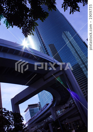 Building group and elevated monorail Building group and elevated monorail 1909735