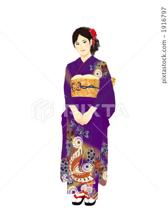 藍色和服的一名婦女 1916797