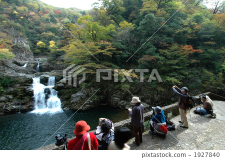 View of autumnal three stage waterfall View of autumnal three stage waterfall 1927840
