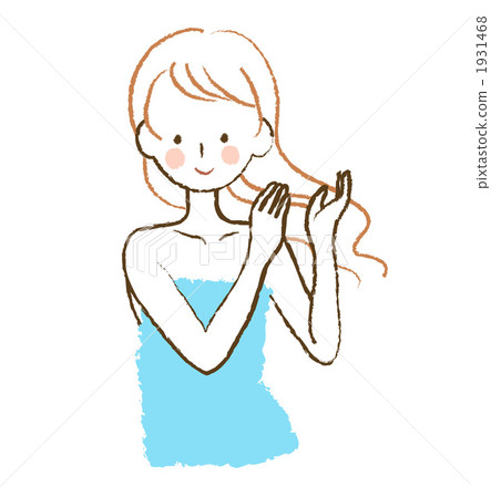 一個女人撫摸著她的頭髮 一個女人撫摸著她的頭髮 1931468