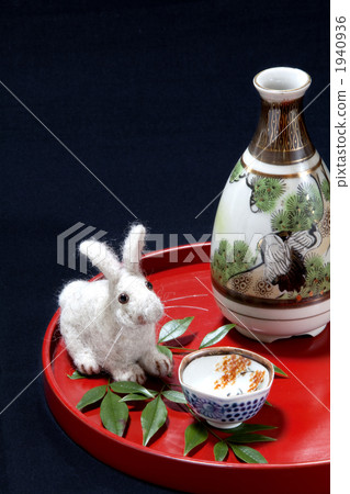 慶賀新年的清酒 酒壺 清酒酒杯 1940936