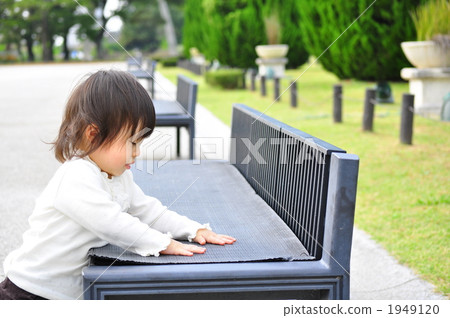 Park bench and girl Park bench and girl 1949120