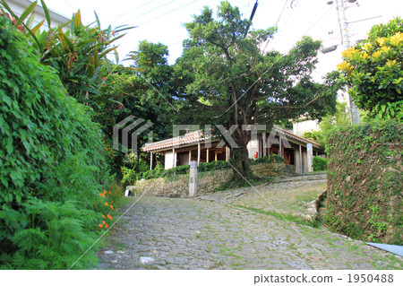 Okinawa Shuri Kinjo Town stone pavement road Kinjo Village store Okinawa Shuri Kinjo Town stone pavement road Kinjo Village store 1950488