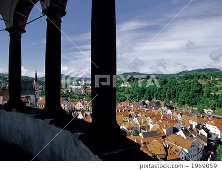 From Cesky Krumlov Castle townscape From Cesky Krumlov Castle townscape 1969059