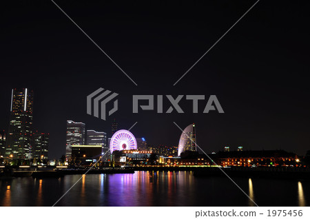 Yokohama Night view landmark Cosmo World red brick warehouse 1975456