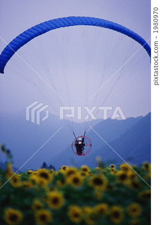 動力傘 電動機滑翔傘 彎曲的 1980970