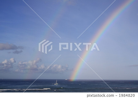 Double rainbow and yacht 1984820