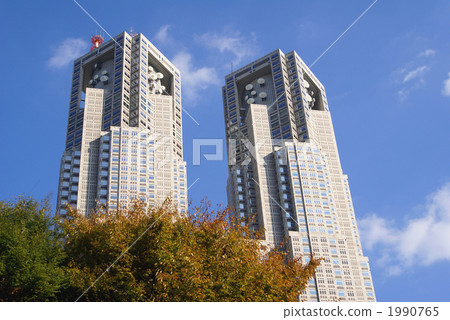 秋天的天空和東京都政府大樓 1990765