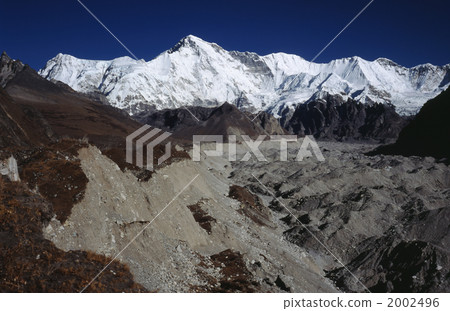 View from Chowoyu (8201 m) and Ngoszamba Glacier from near Fifth Lake (Gokyo 5th Lake) 2002496