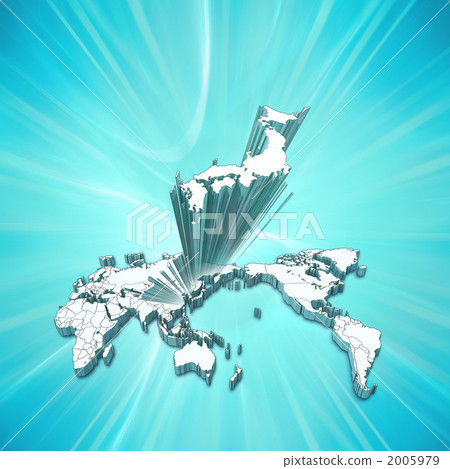 日本地圖從世界地圖上跳出來 2005979