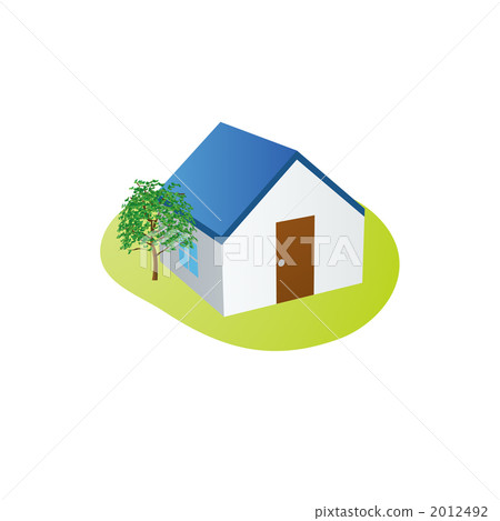 Illustration of a blue roof house 2012492