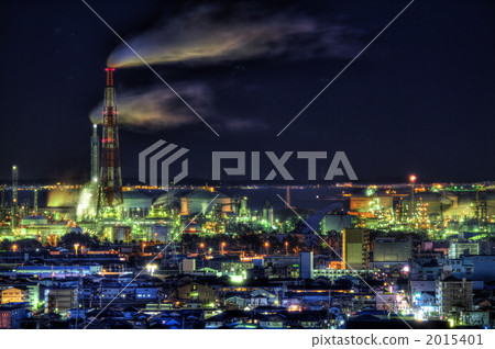 industrial complex, night scape, night scene 2015401