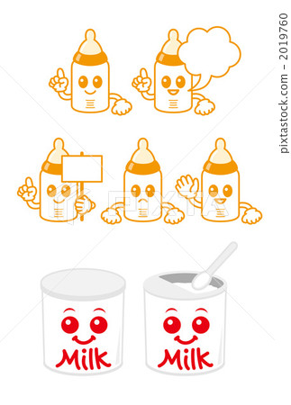 Baby bottle and milk can character 2019760