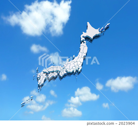 Three-dimensional Japanese white map Three-dimensional Japanese white map 2023904
