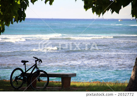 Ala Moana Park's bench and bicycle Ala Moana Park's bench and bicycle 2032772